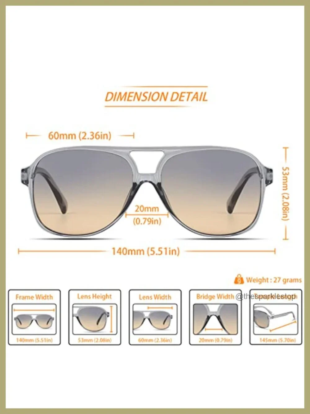 Vintage Retro Oversized Aviator Sunglasses UV400 Protection for Women Men